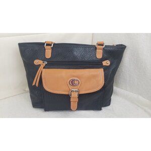 Carryland Black Beige Women’s Tote Satchel Handbag Shoulder Bag Purse multi pckt